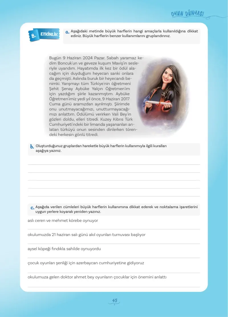 5. Sınıf Türkçe Ders Kitabı Cevapları Meb Yayınları 1 Sayfa 45