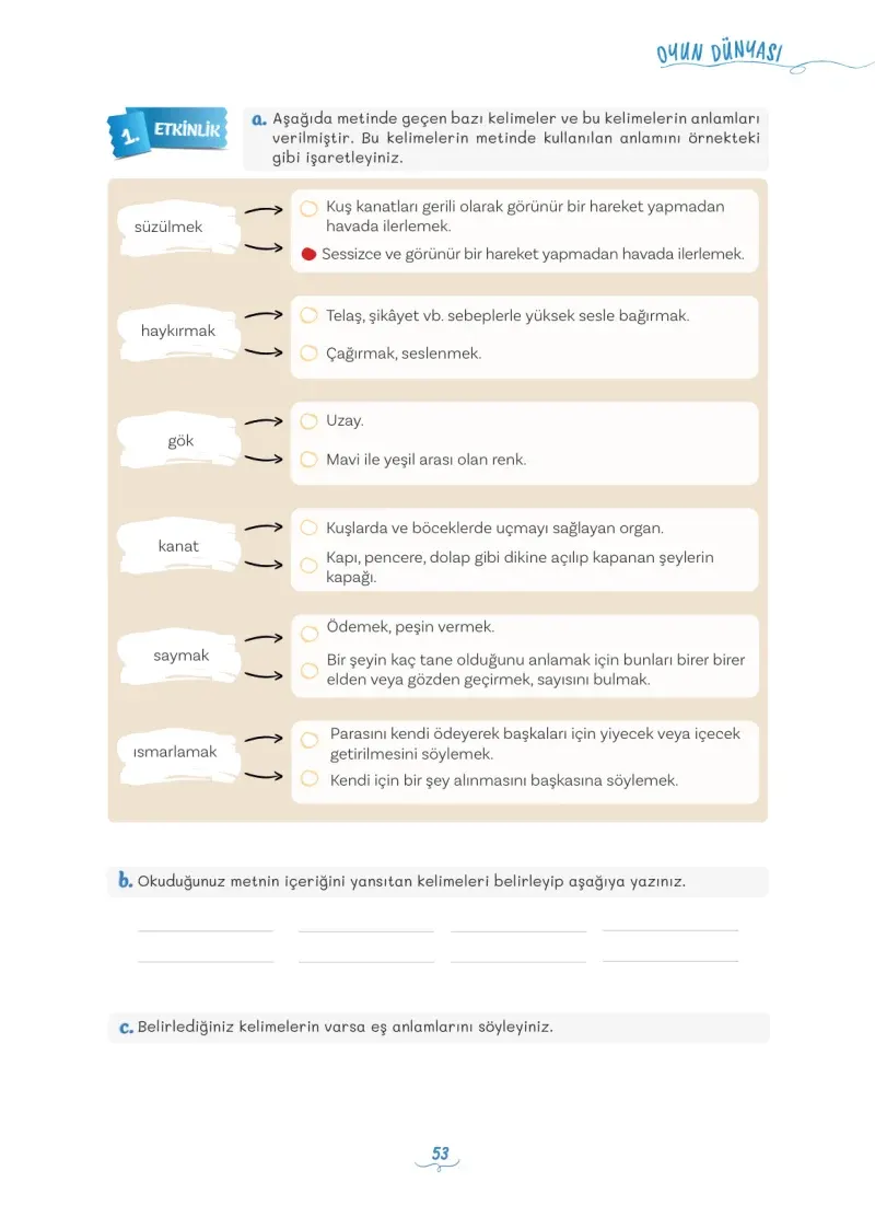 5. Sınıf Türkçe Ders Kitabı Cevapları Meb Yayınları 1 Sayfa 53