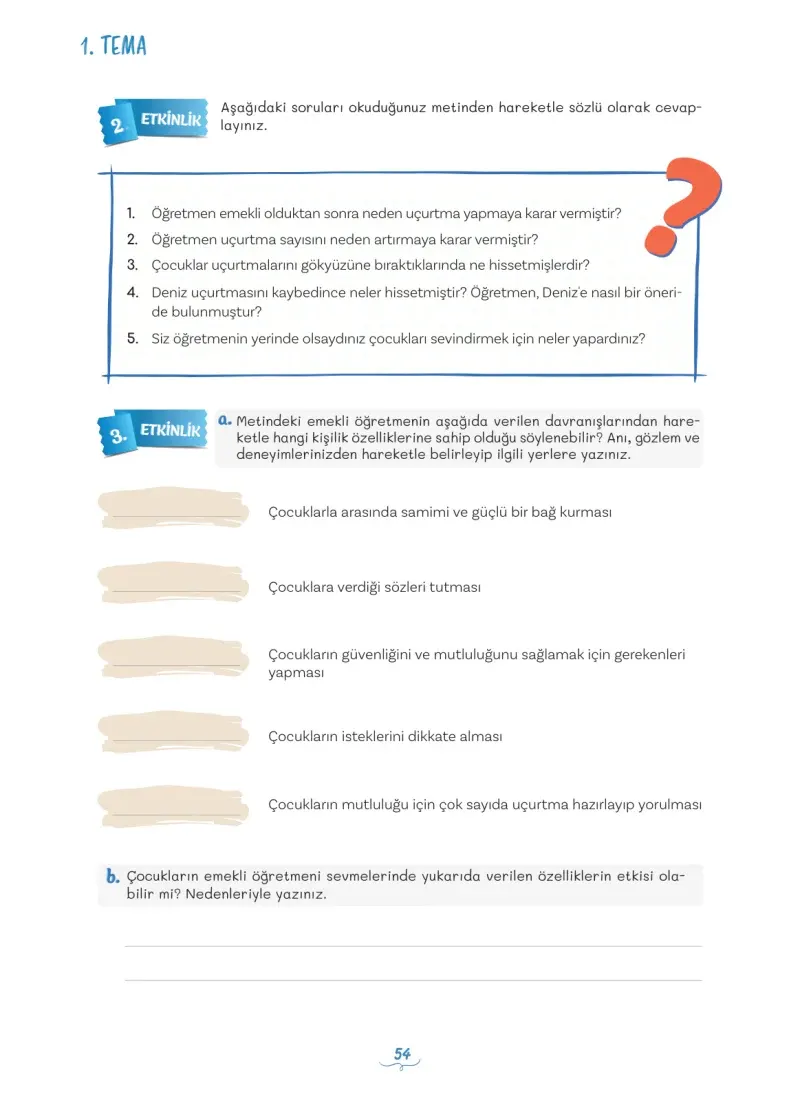 5. Sınıf Türkçe Ders Kitabı Cevapları Meb Yayınları 1 Sayfa 54