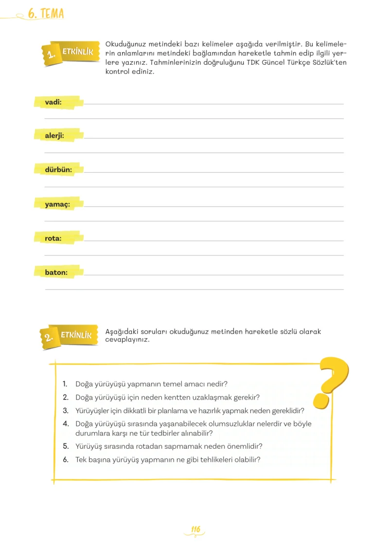 5. Sınıf Türkçe Ders Kitabı Cevapları Meb Yayınları 2. Kitap Sayfa 116