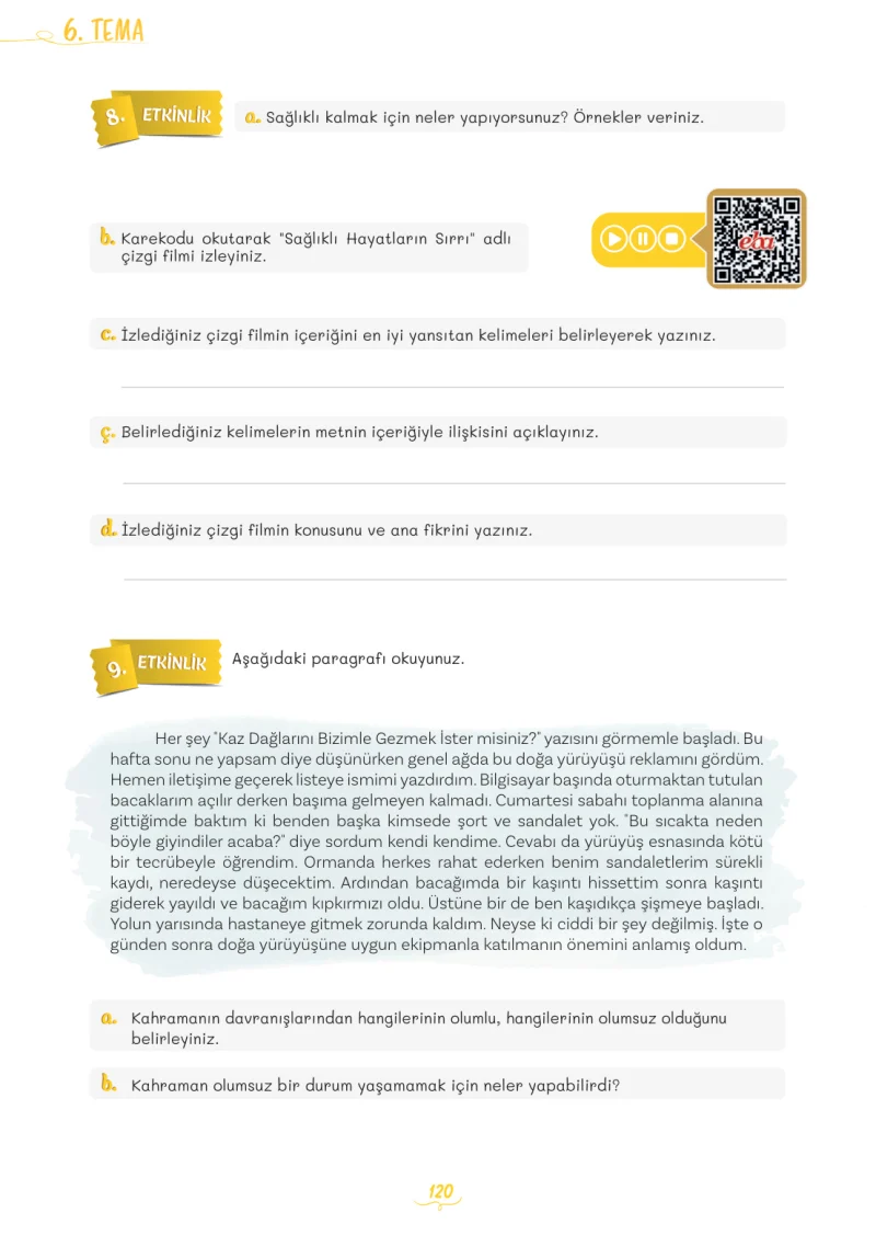 5. Sınıf Türkçe Ders Kitabı Cevapları Meb Yayınları 2. Kitap Sayfa 120