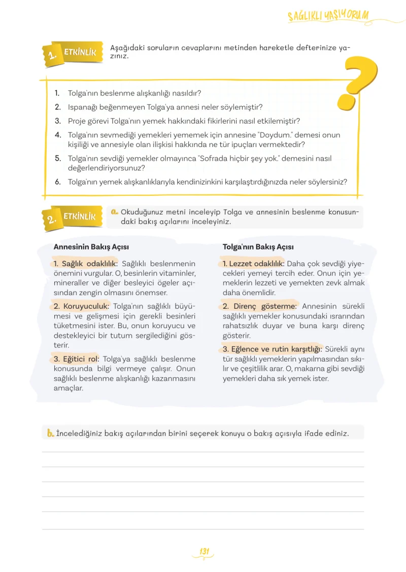 5. Sınıf Türkçe Ders Kitabı Cevapları Meb Yayınları 2. Kitap Sayfa 131
