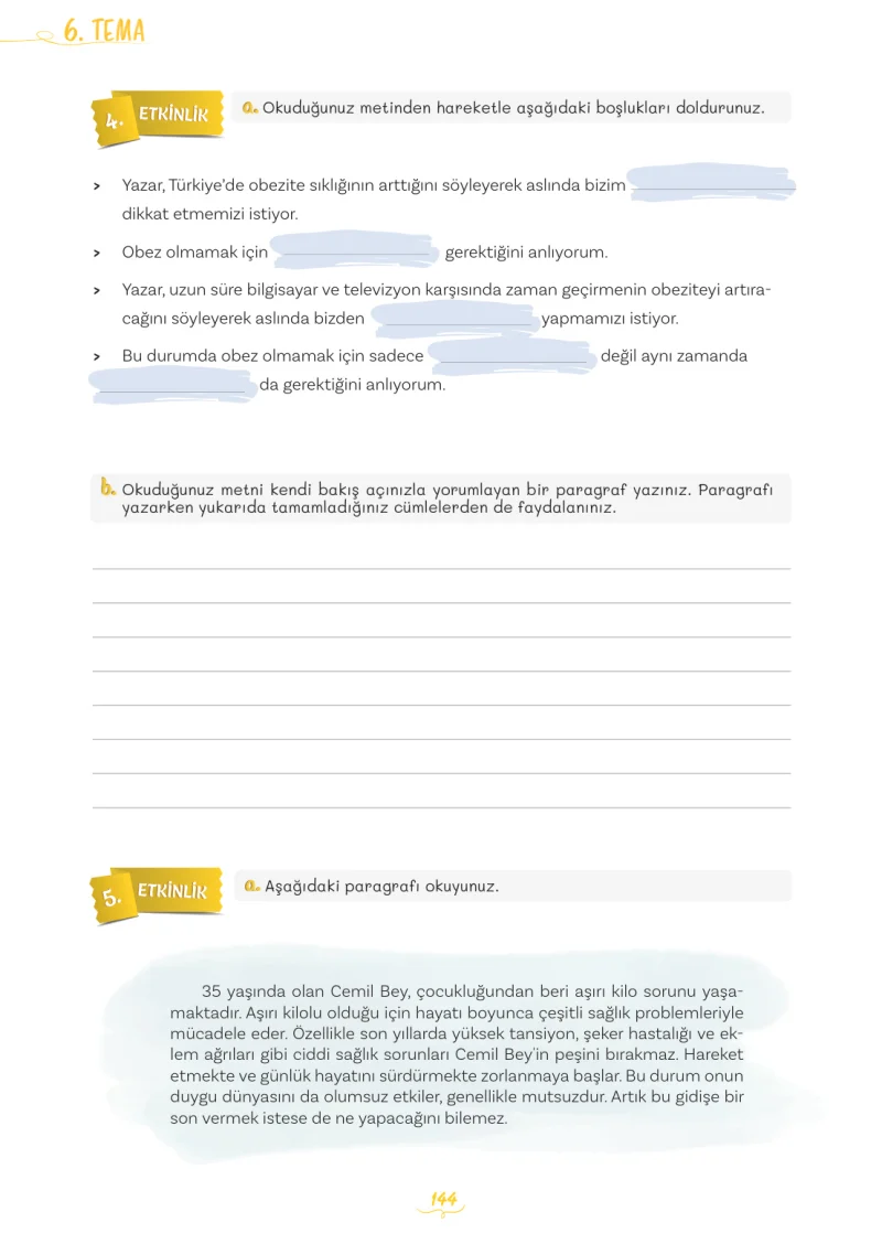 5. Sınıf Türkçe Ders Kitabı Cevapları Meb Yayınları 2. Kitap Sayfa 144