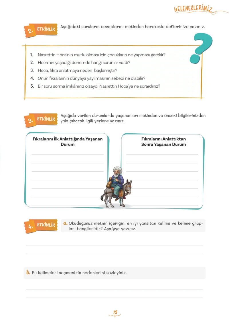 5. Sınıf Türkçe Ders Kitabı Cevapları Meb Yayınları 2. Kitap Sayfa 15