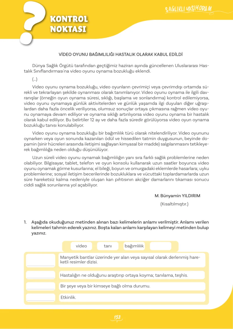 5. Sınıf Türkçe Ders Kitabı Cevapları Meb Yayınları 2. Kitap Sayfa 153