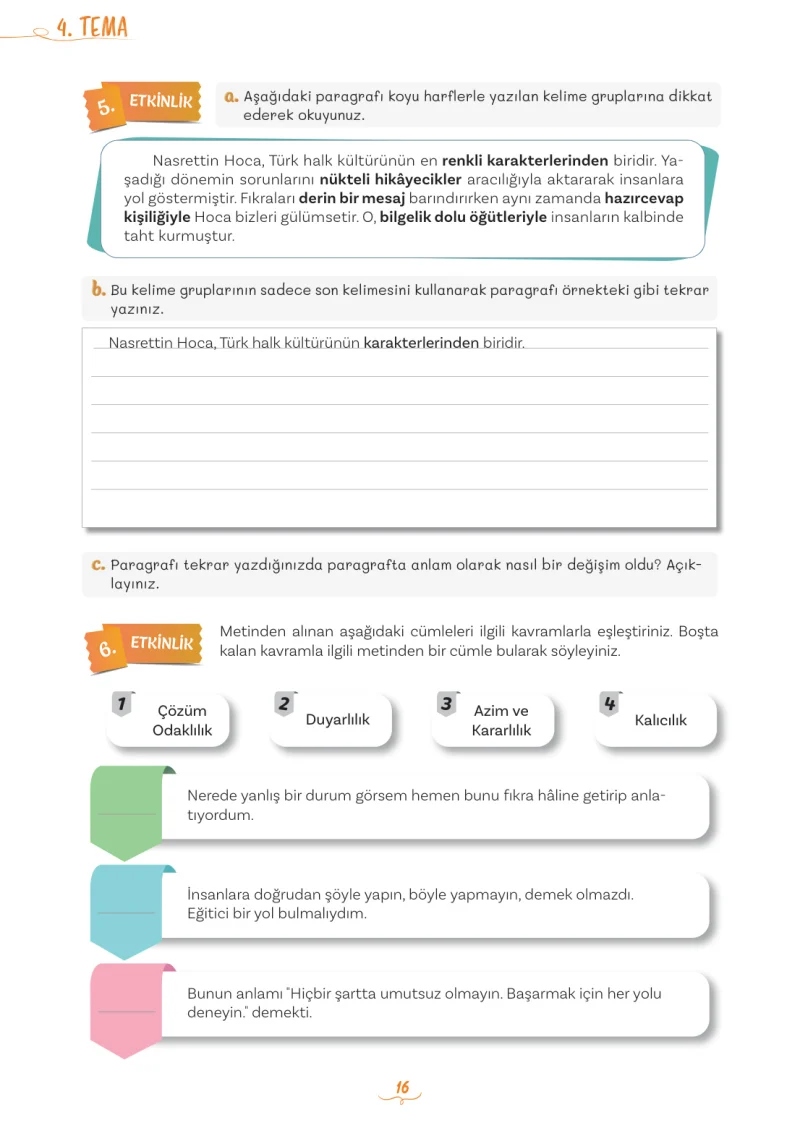 5. Sınıf Türkçe Ders Kitabı Cevapları Meb Yayınları 2. Kitap Sayfa 16