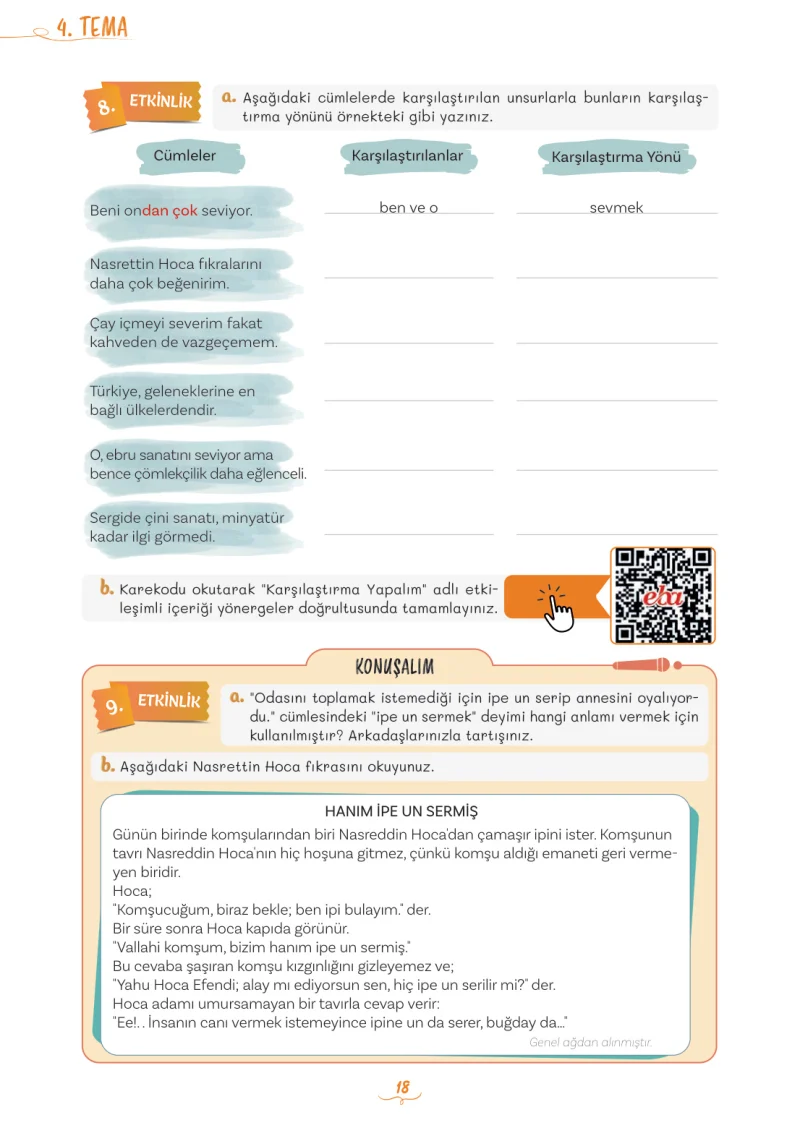 5. Sınıf Türkçe Ders Kitabı Cevapları Meb Yayınları 2. Kitap Sayfa 18