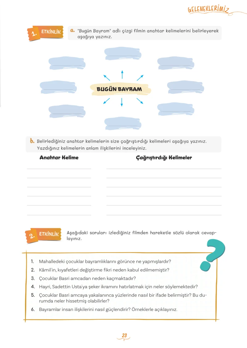 5. Sınıf Türkçe Ders Kitabı Cevapları Meb Yayınları 2. Kitap Sayfa 23