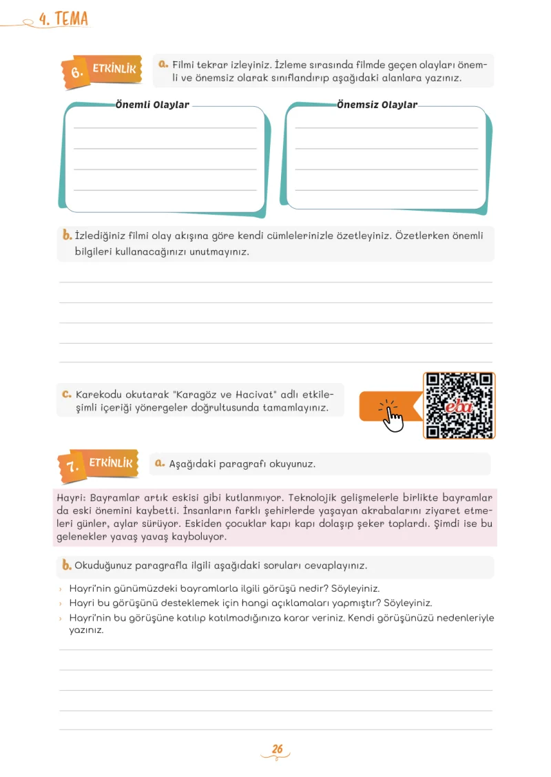 5. Sınıf Türkçe Ders Kitabı Cevapları Meb Yayınları 2. Kitap Sayfa 26