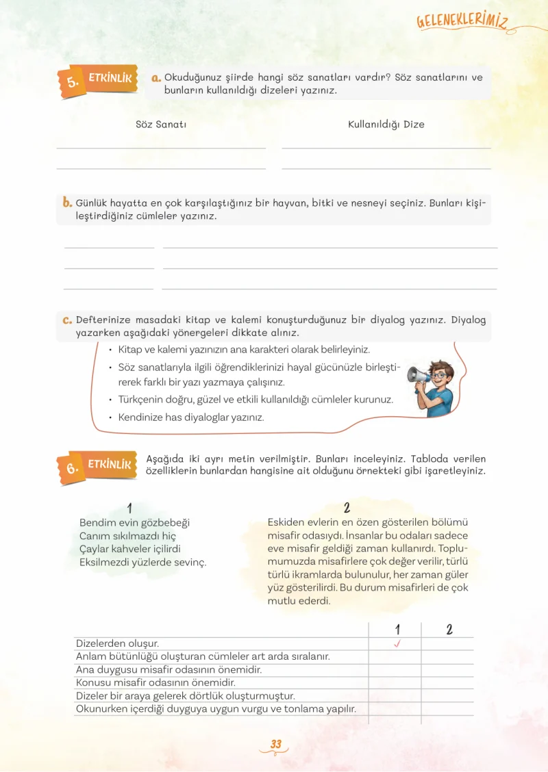 5. Sınıf Türkçe Ders Kitabı Cevapları Meb Yayınları 2. Kitap Sayfa 33