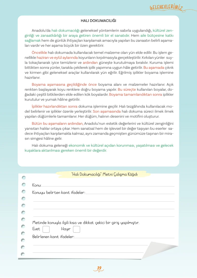 5. Sınıf Türkçe Ders Kitabı Cevapları Meb Yayınları 2. Kitap Sayfa 39
