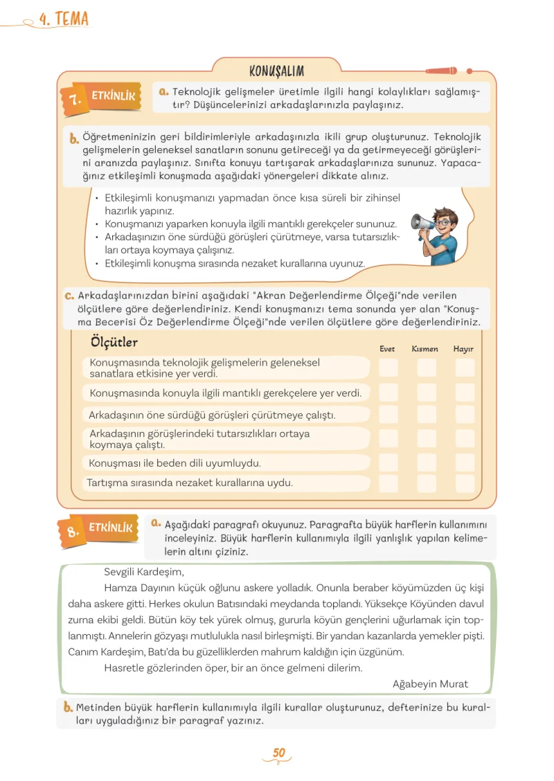 5. Sınıf Türkçe Ders Kitabı Cevapları Meb Yayınları 2. Kitap Sayfa 50