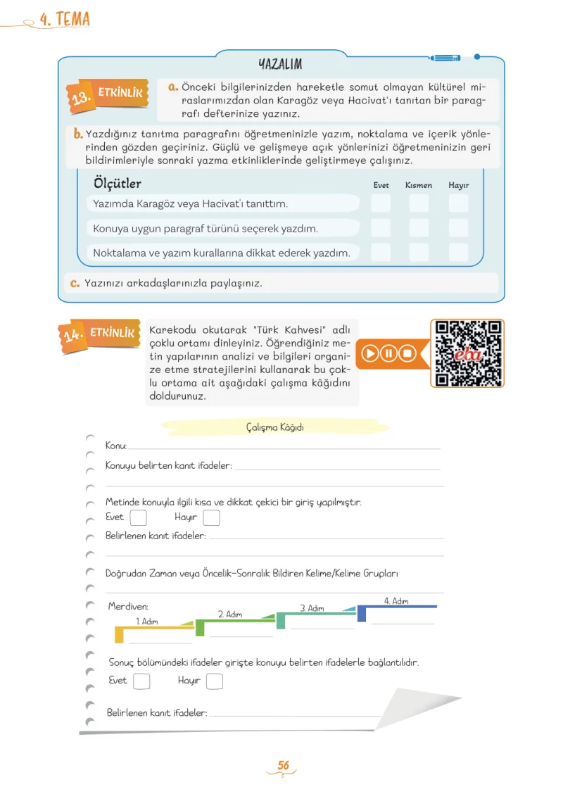 5. Sınıf Türkçe Ders Kitabı Cevapları Meb Yayınları 2. Kitap Sayfa 56