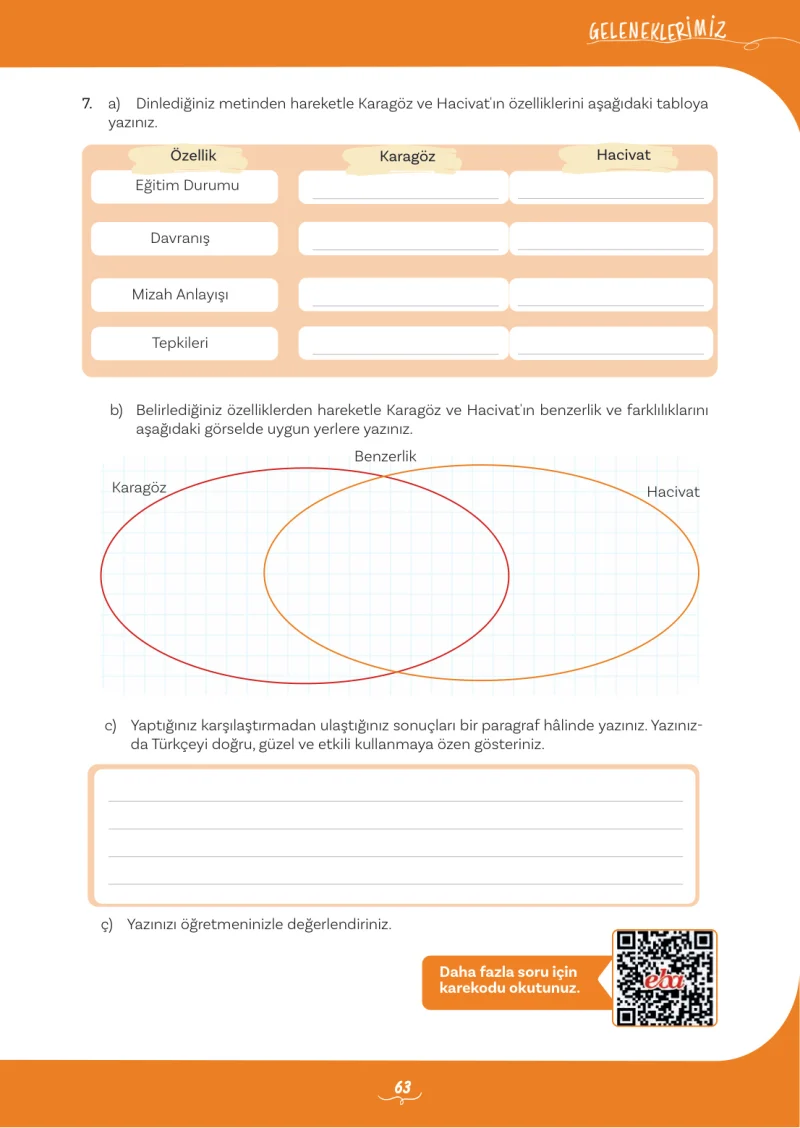 5. Sınıf Türkçe Ders Kitabı Cevapları Meb Yayınları 2. Kitap Sayfa 63