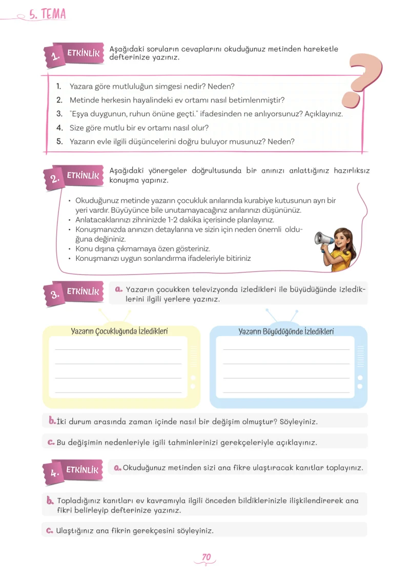 5. Sınıf Türkçe Ders Kitabı Cevapları Meb Yayınları 2. Kitap Sayfa 70
