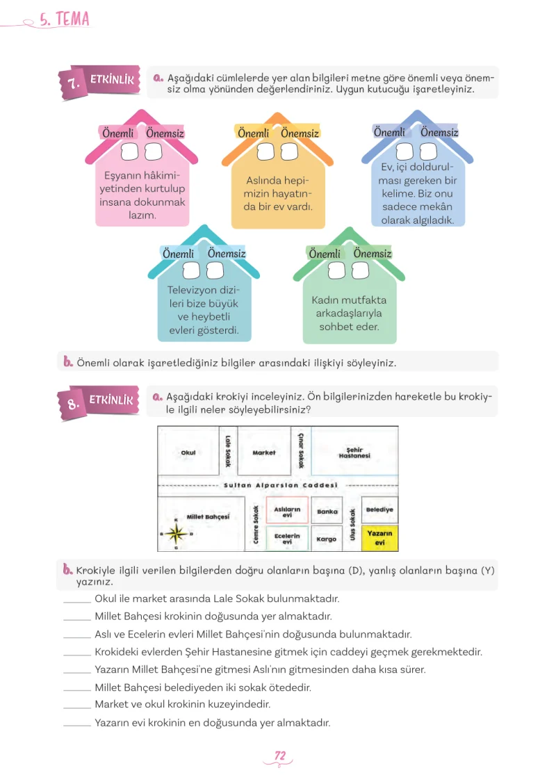 5. Sınıf Türkçe Ders Kitabı Cevapları Meb Yayınları 2. Kitap Sayfa 72