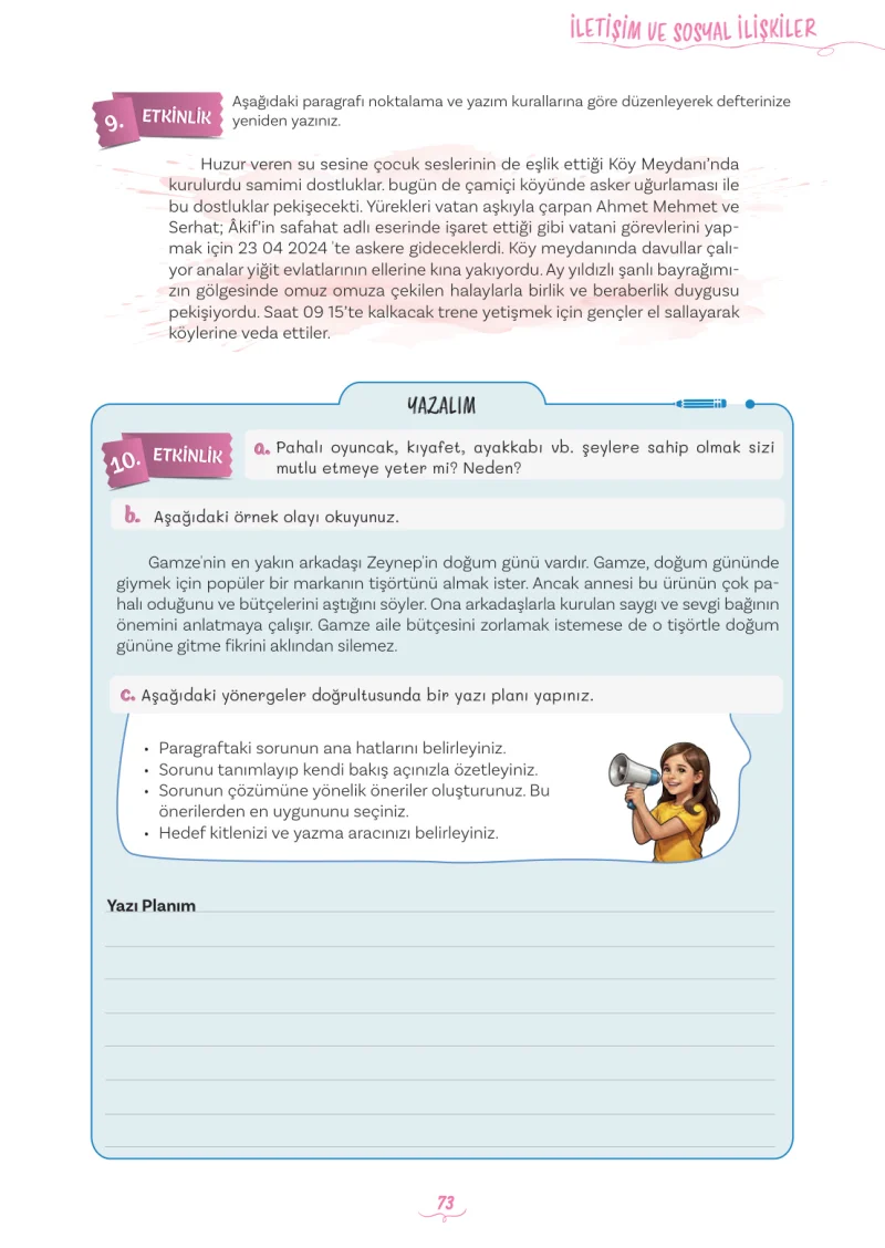 5. Sınıf Türkçe Ders Kitabı Cevapları Meb Yayınları 2. Kitap Sayfa 73