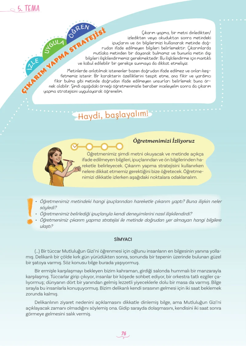 5. Sınıf Türkçe Ders Kitabı Cevapları Meb Yayınları 2. Kitap Sayfa 76