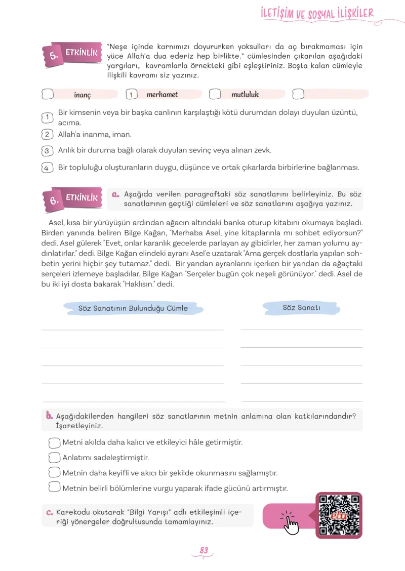 5. Sınıf Türkçe Ders Kitabı Cevapları Meb Yayınları 2. Kitap Sayfa 83