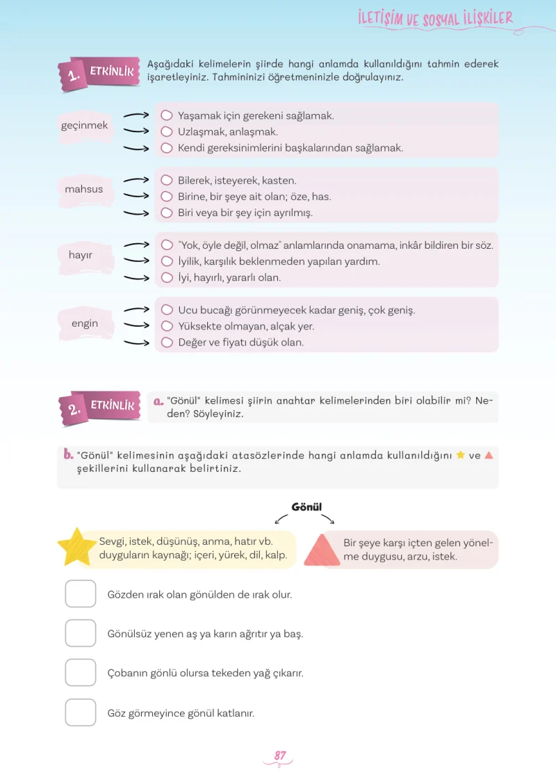 5. Sınıf Türkçe Ders Kitabı Cevapları Meb Yayınları 2. Kitap Sayfa 87
