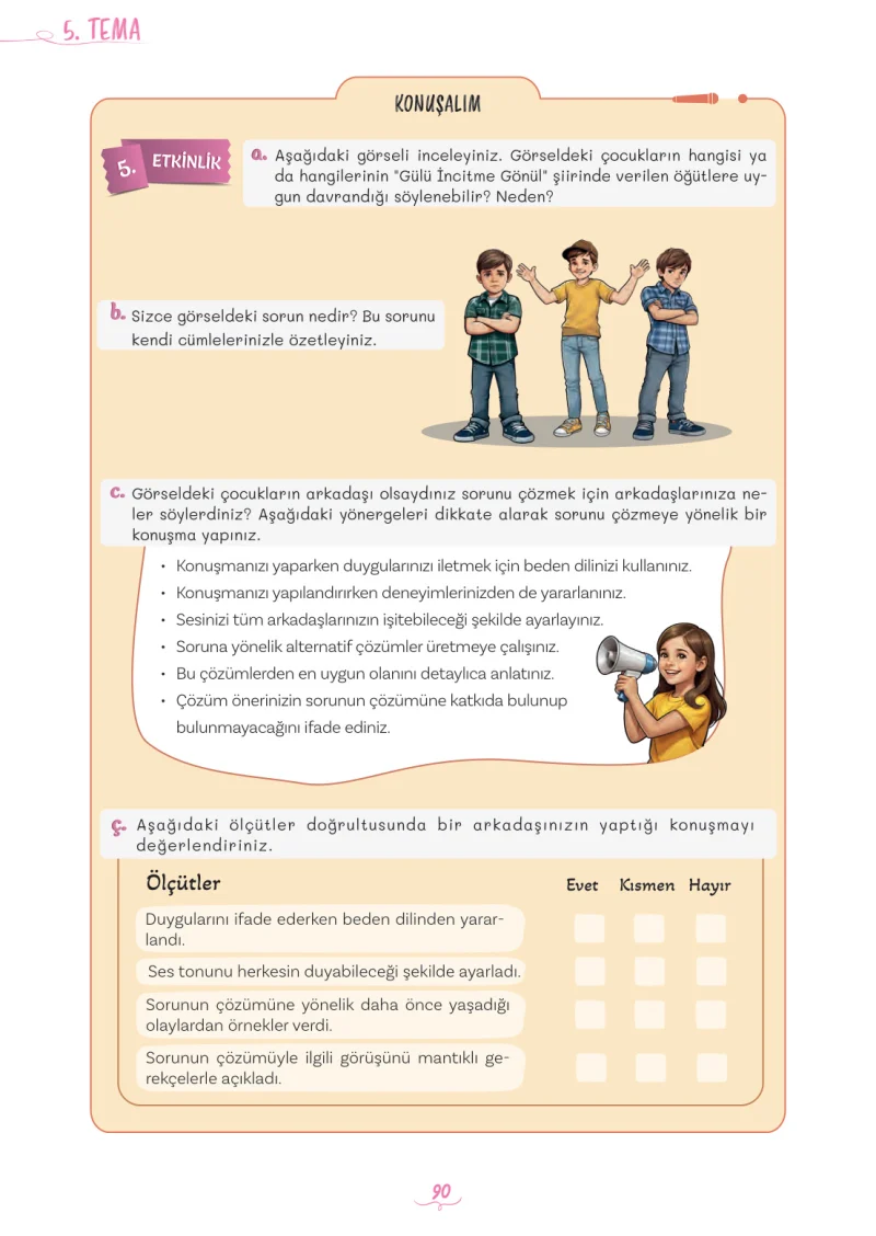 5. Sınıf Türkçe Ders Kitabı Cevapları Meb Yayınları 2. Kitap Sayfa 90