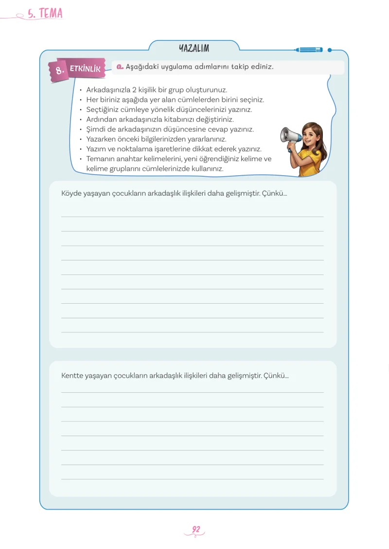 5. Sınıf Türkçe Ders Kitabı Cevapları Meb Yayınları 2. Kitap Sayfa 92