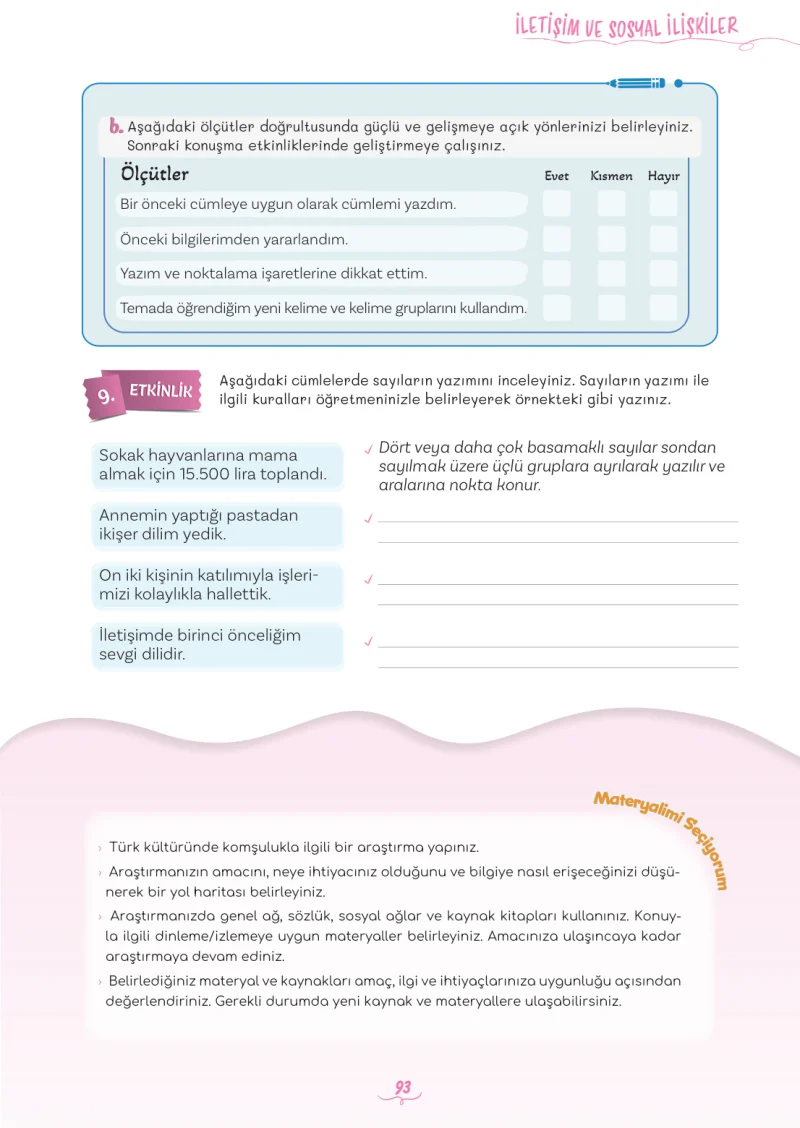 5. Sınıf Türkçe Ders Kitabı Cevapları Meb Yayınları 2. Kitap Sayfa 93