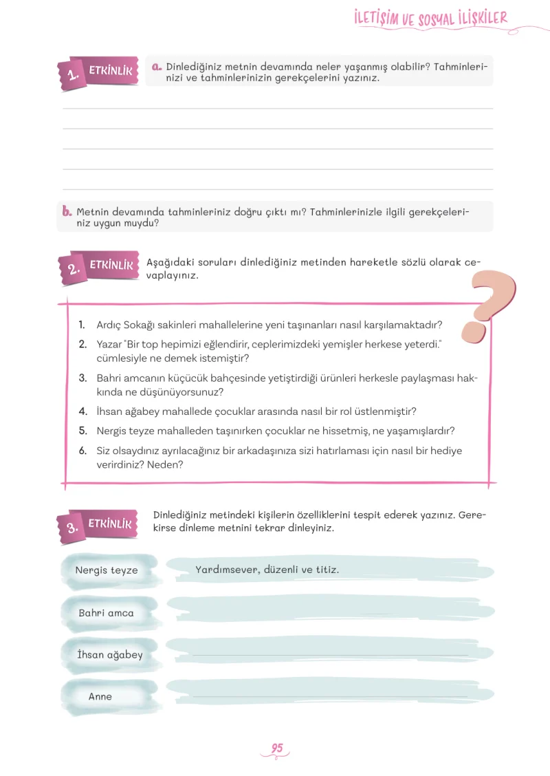 5. Sınıf Türkçe Ders Kitabı Cevapları Meb Yayınları 2. Kitap Sayfa 95