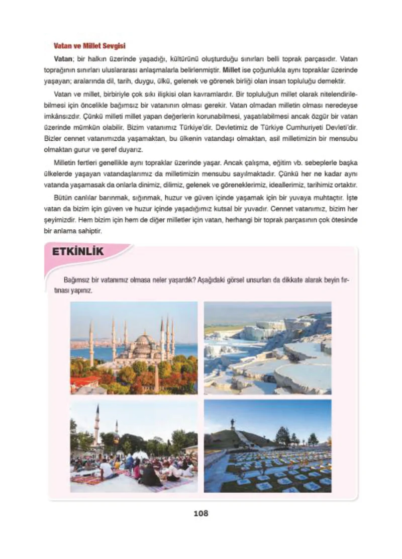 6. Sınıf Din Kültürü ve Ahlak Bilgisi Ders Kitabı Cevapları Doğa Yayınları Sayfa 108