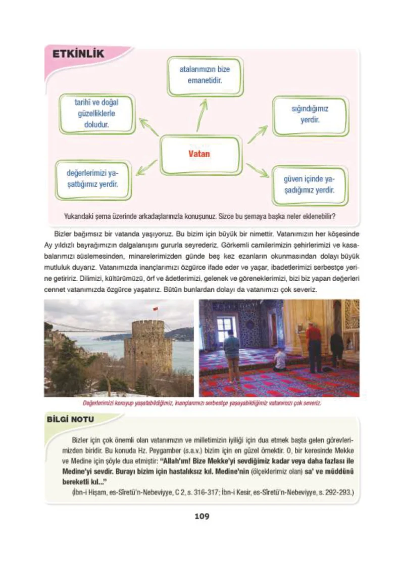 6. Sınıf Din Kültürü ve Ahlak Bilgisi Ders Kitabı Cevapları Doğa Yayınları Sayfa 109