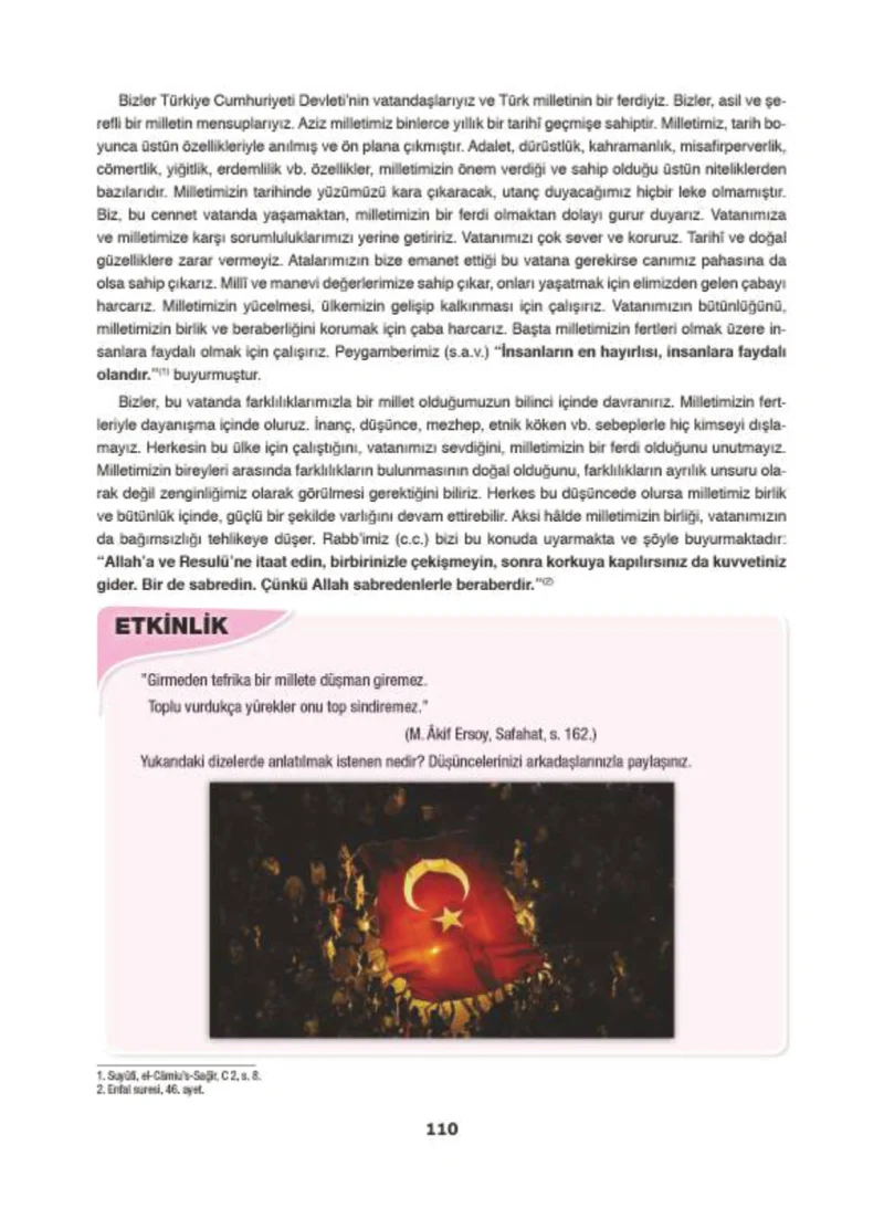6. Sınıf Din Kültürü ve Ahlak Bilgisi Ders Kitabı Cevapları Doğa Yayınları Sayfa 110