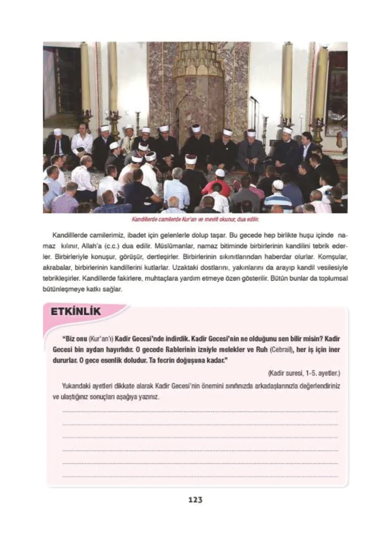 6. Sınıf Din Kültürü ve Ahlak Bilgisi Ders Kitabı Cevapları Doğa Yayınları Sayfa 123