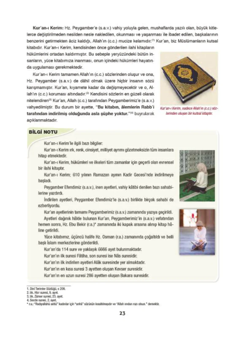 6. Sınıf Din Kültürü ve Ahlak Bilgisi Ders Kitabı Cevapları Doğa Yayınları Sayfa 23
