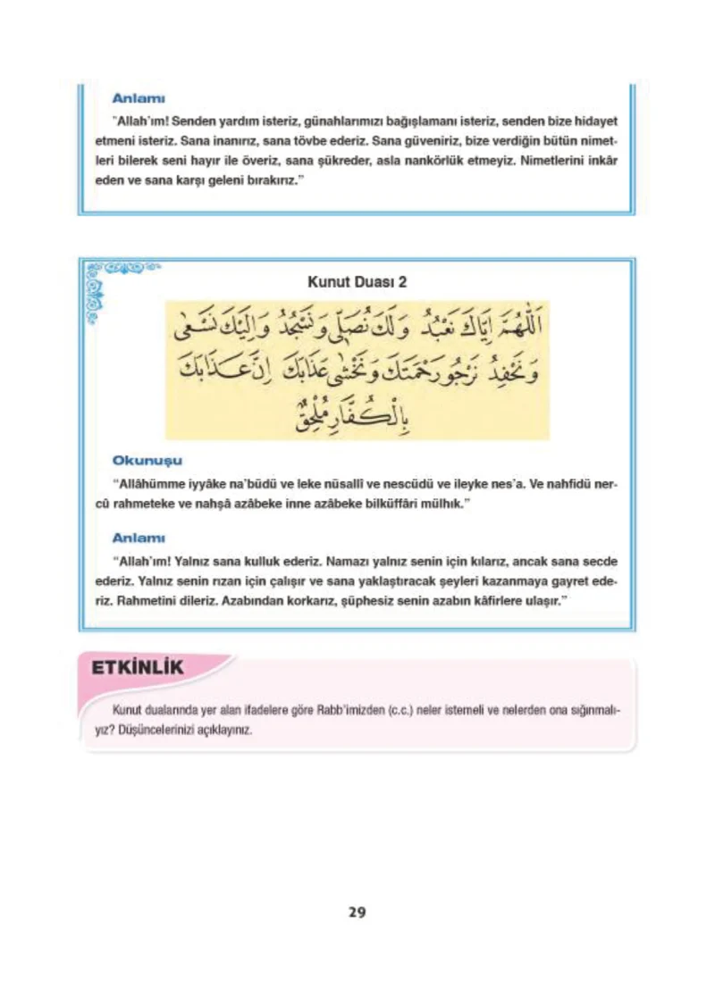 6. Sınıf Din Kültürü ve Ahlak Bilgisi Ders Kitabı Cevapları Doğa Yayınları Sayfa 29