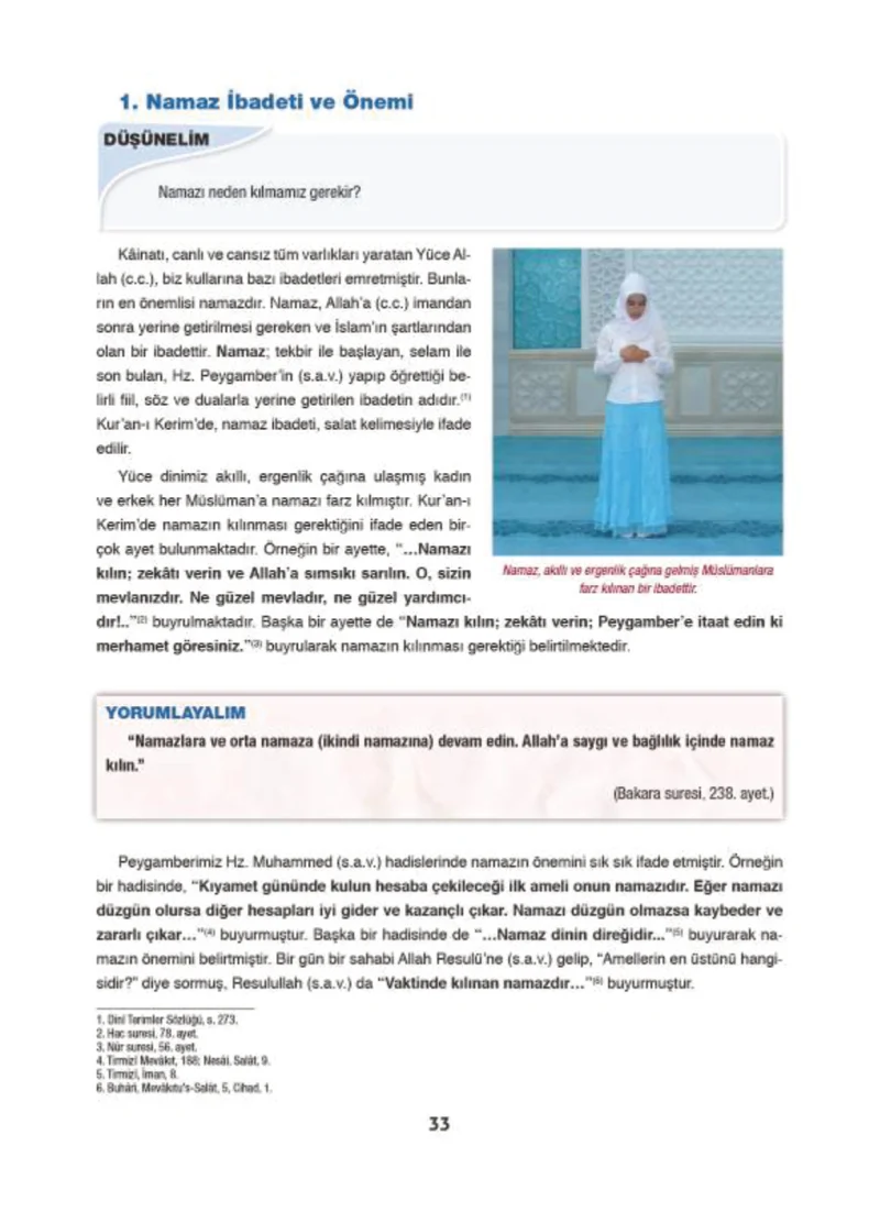 6. Sınıf Din Kültürü ve Ahlak Bilgisi Ders Kitabı Cevapları Doğa Yayınları Sayfa 33