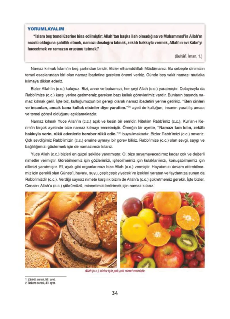 6. Sınıf Din Kültürü ve Ahlak Bilgisi Ders Kitabı Cevapları Doğa Yayınları Sayfa 34