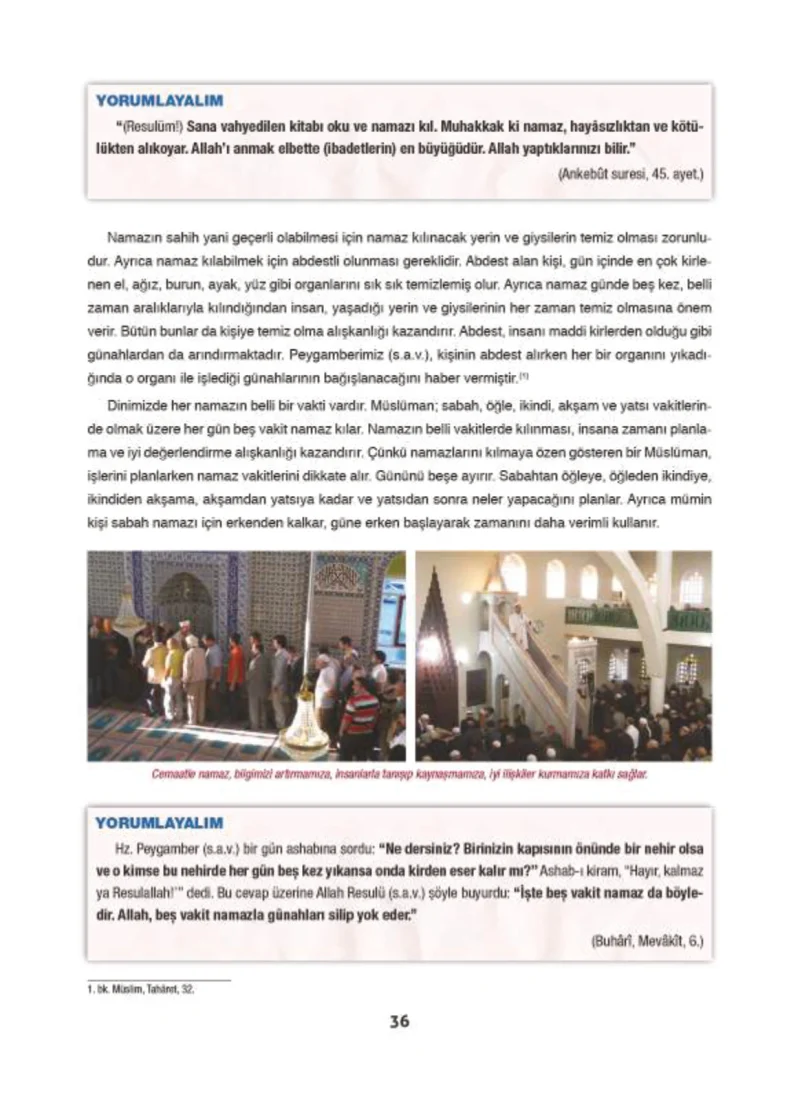 6. Sınıf Din Kültürü ve Ahlak Bilgisi Ders Kitabı Cevapları Doğa Yayınları Sayfa 36