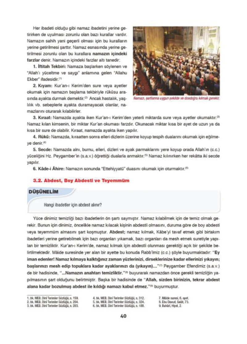 6. Sınıf Din Kültürü ve Ahlak Bilgisi Ders Kitabı Cevapları Doğa Yayınları Sayfa 40