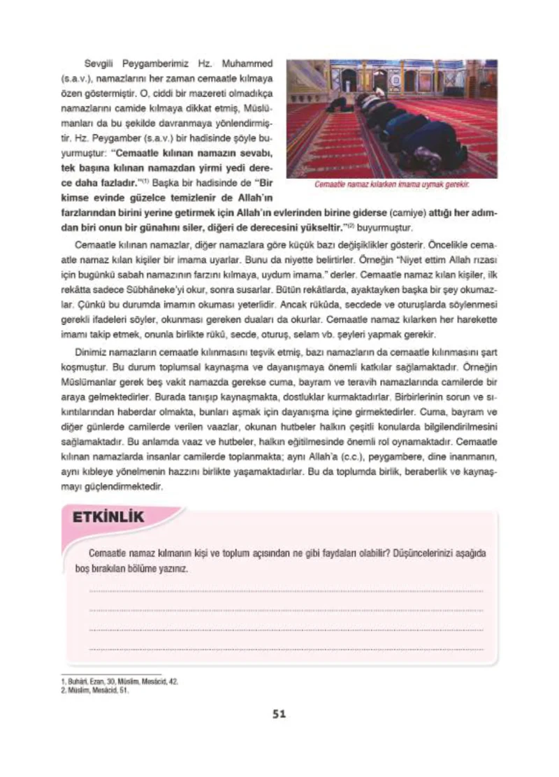 6. Sınıf Din Kültürü ve Ahlak Bilgisi Ders Kitabı Cevapları Doğa Yayınları Sayfa 51