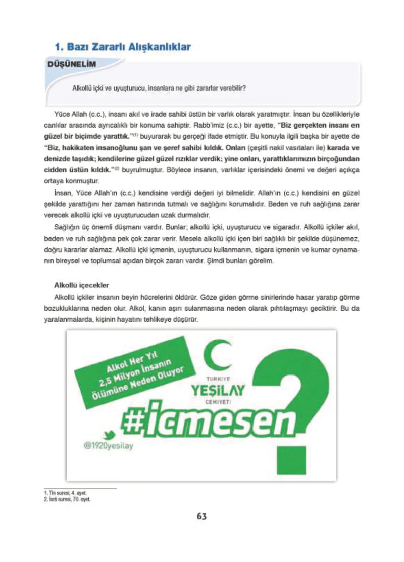 6. Sınıf Din Kültürü ve Ahlak Bilgisi Ders Kitabı Cevapları Doğa Yayınları Sayfa 63