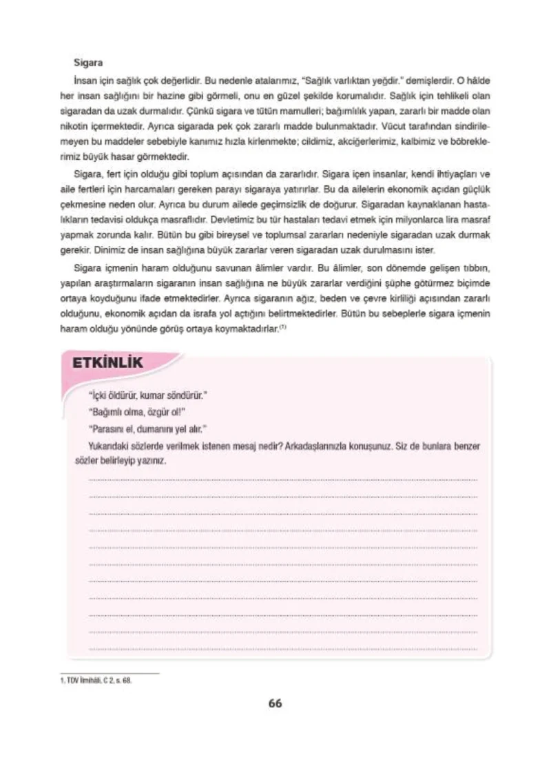 6. Sınıf Din Kültürü ve Ahlak Bilgisi Ders Kitabı Cevapları Doğa Yayınları Sayfa 66