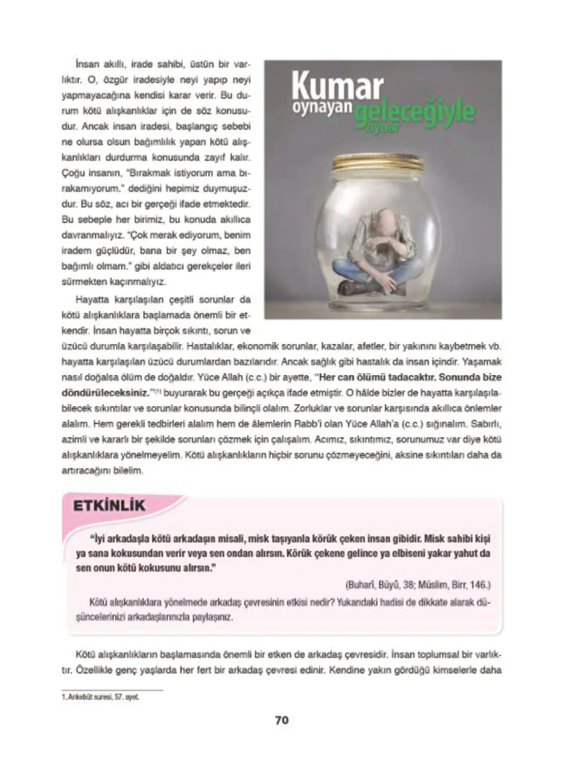 6. Sınıf Din Kültürü ve Ahlak Bilgisi Ders Kitabı Cevapları Doğa Yayınları Sayfa 70