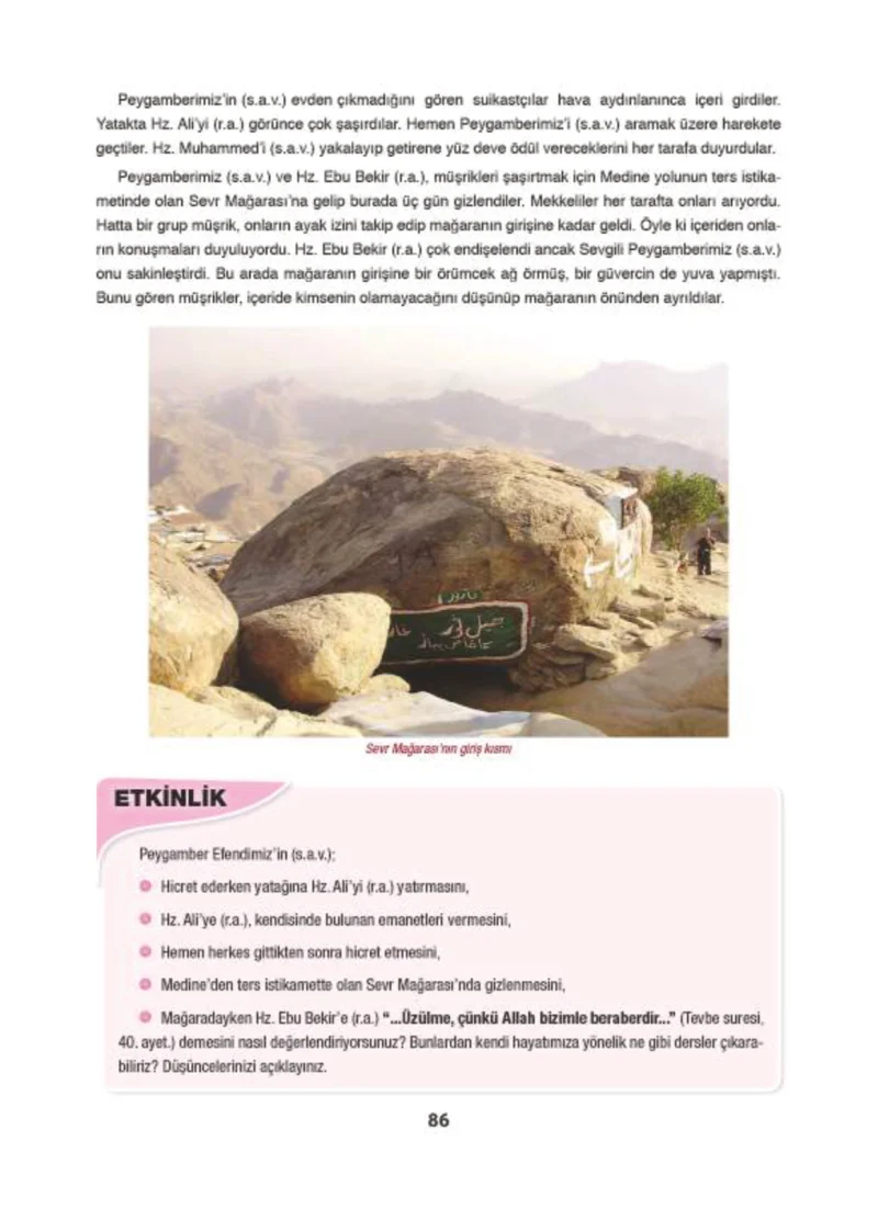 6. Sınıf Din Kültürü ve Ahlak Bilgisi Ders Kitabı Cevapları Doğa Yayınları Sayfa 86