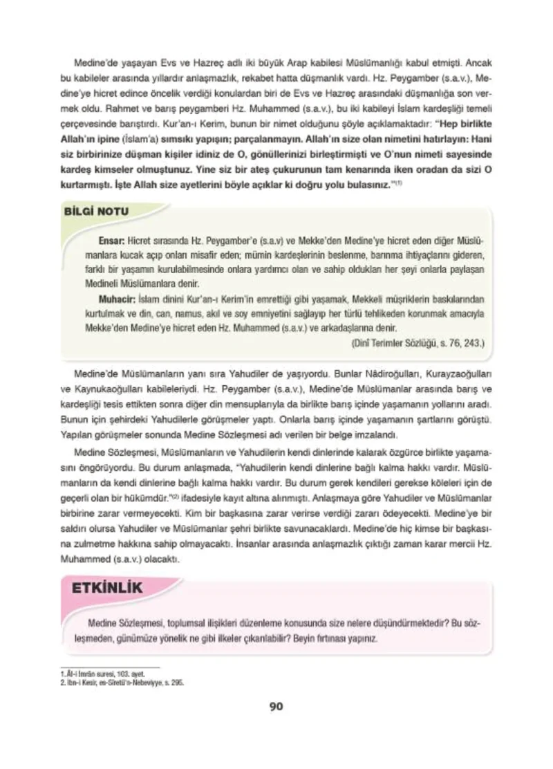 6. Sınıf Din Kültürü ve Ahlak Bilgisi Ders Kitabı Cevapları Doğa Yayınları Sayfa 90