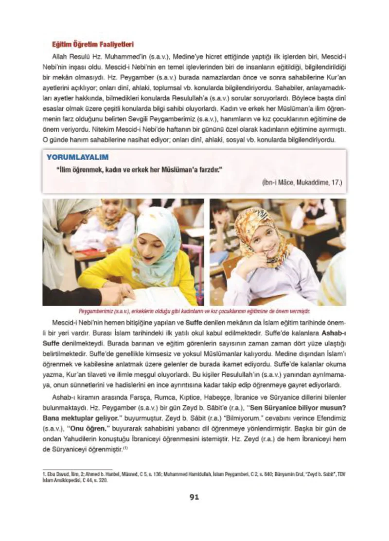 6. Sınıf Din Kültürü ve Ahlak Bilgisi Ders Kitabı Cevapları Doğa Yayınları Sayfa 91