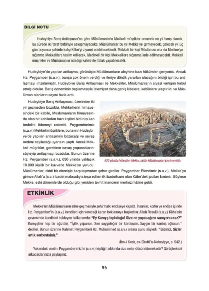 6. Sınıf Din Kültürü ve Ahlak Bilgisi Ders Kitabı Cevapları Doğa Yayınları Sayfa 94
