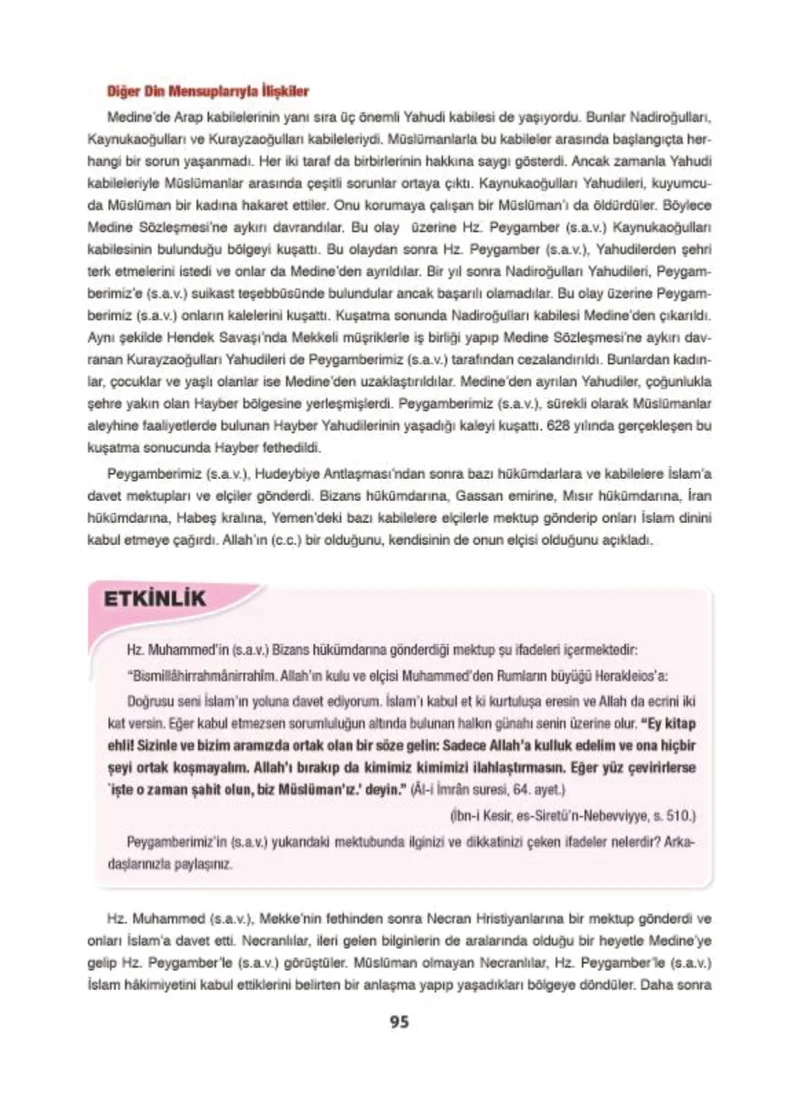 6. Sınıf Din Kültürü ve Ahlak Bilgisi Ders Kitabı Cevapları Doğa Yayınları Sayfa 95