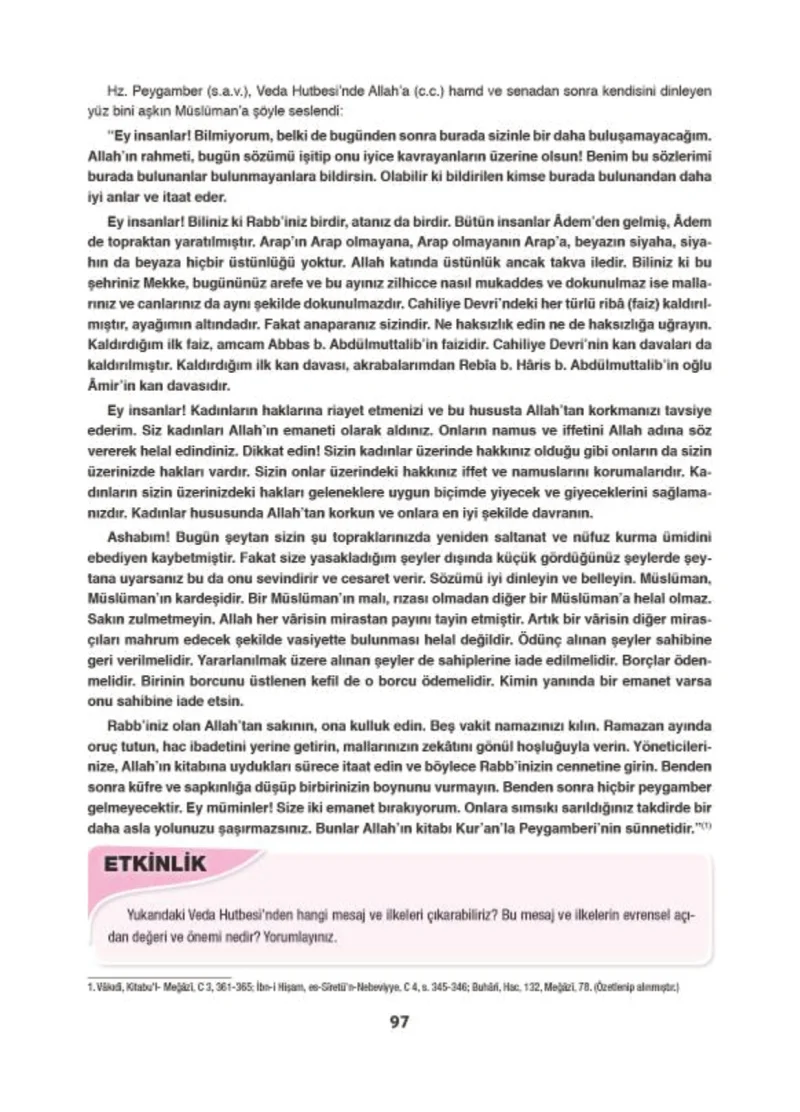 6. Sınıf Din Kültürü ve Ahlak Bilgisi Ders Kitabı Cevapları Doğa Yayınları Sayfa 97