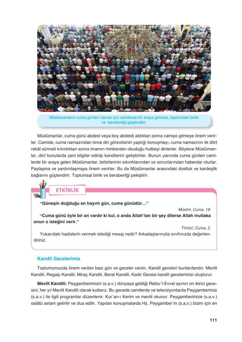 6. Sınıf Din Kültürü ve Ahlak Bilgisi Ders Kitabı Cevapları FCM Yayıncılık Sayfa 111
