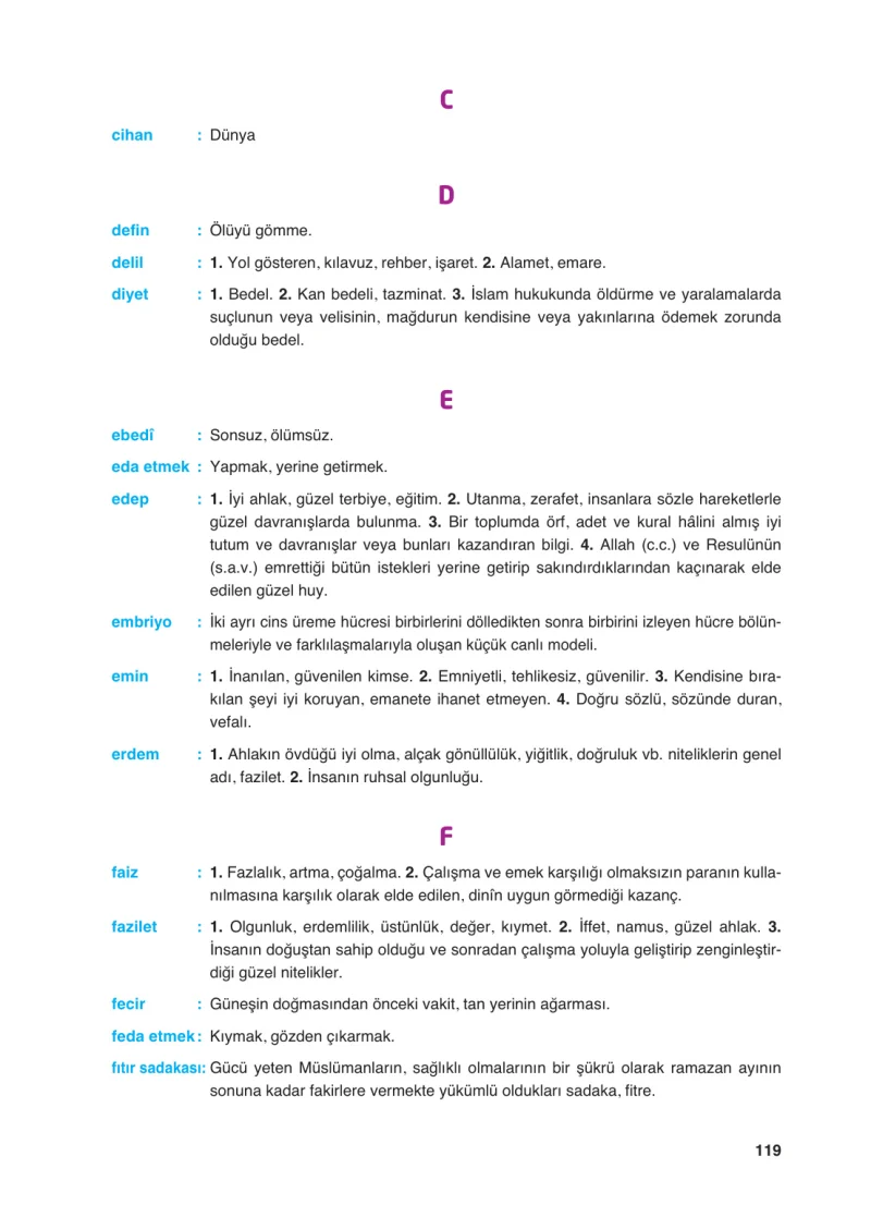 6. Sınıf Din Kültürü ve Ahlak Bilgisi Ders Kitabı Cevapları FCM Yayıncılık Sayfa 119